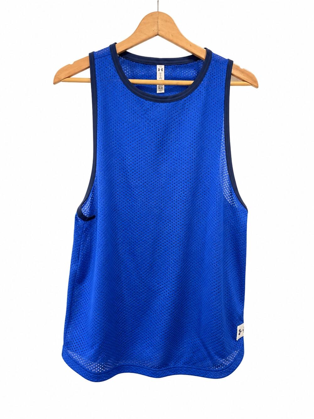 Under Armour Women's Blue Mesh Workout Tank Top Large Athletic Sleeveless Gym